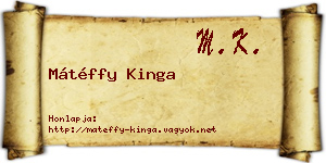 Mátéffy Kinga névjegykártya